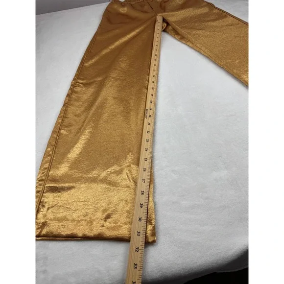 NWT Anthropologie Current Air Satin High-Rise Wide-Leg Pants Women's Small Gold‎ - Picture 12 of 13